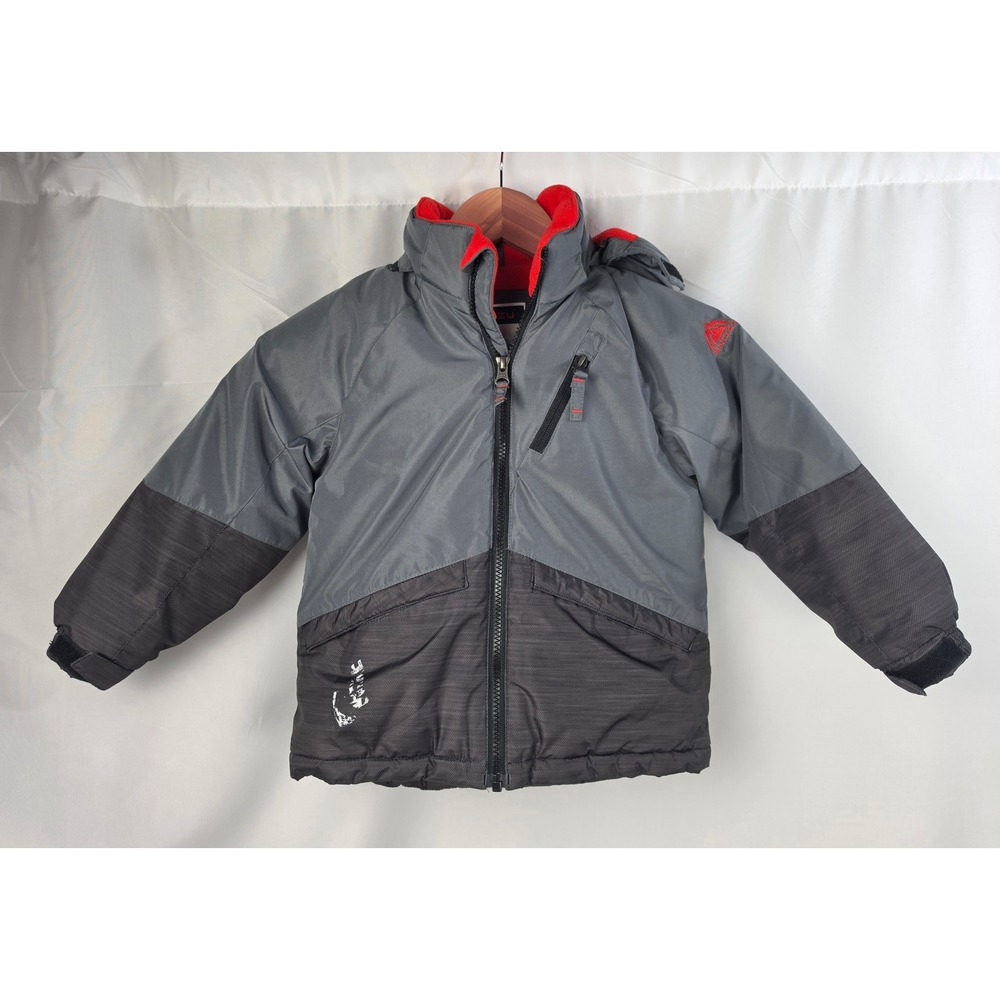 Snozu Kids Gray Puffer Jacket Hooded Fleece Lined Winter Coat 4T RN127805
